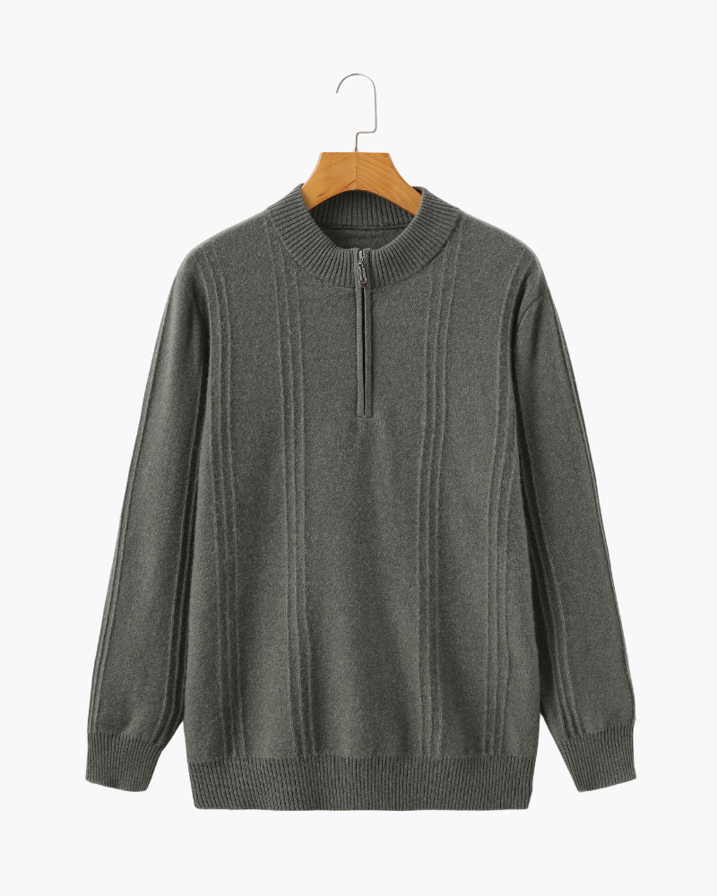 Pure Cashmere Ribbed Half-Zip Sweater