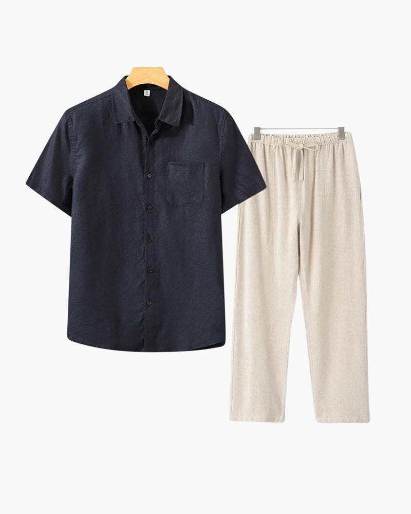 Classic Linen Short Sleeve Set: Timeless Elegance