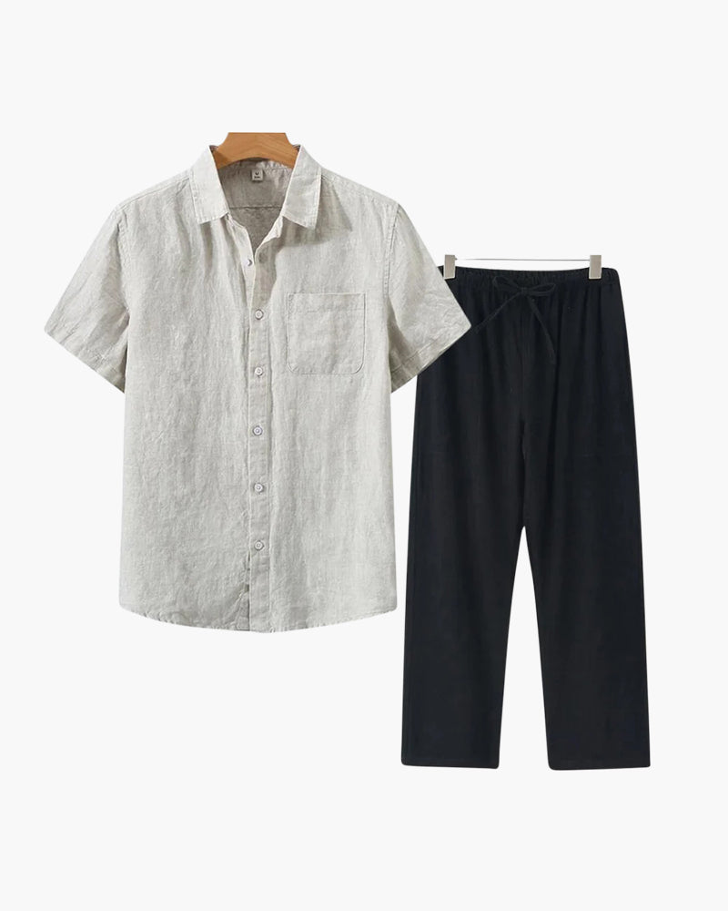 Classic Linen Short Sleeve Set: Timeless Elegance