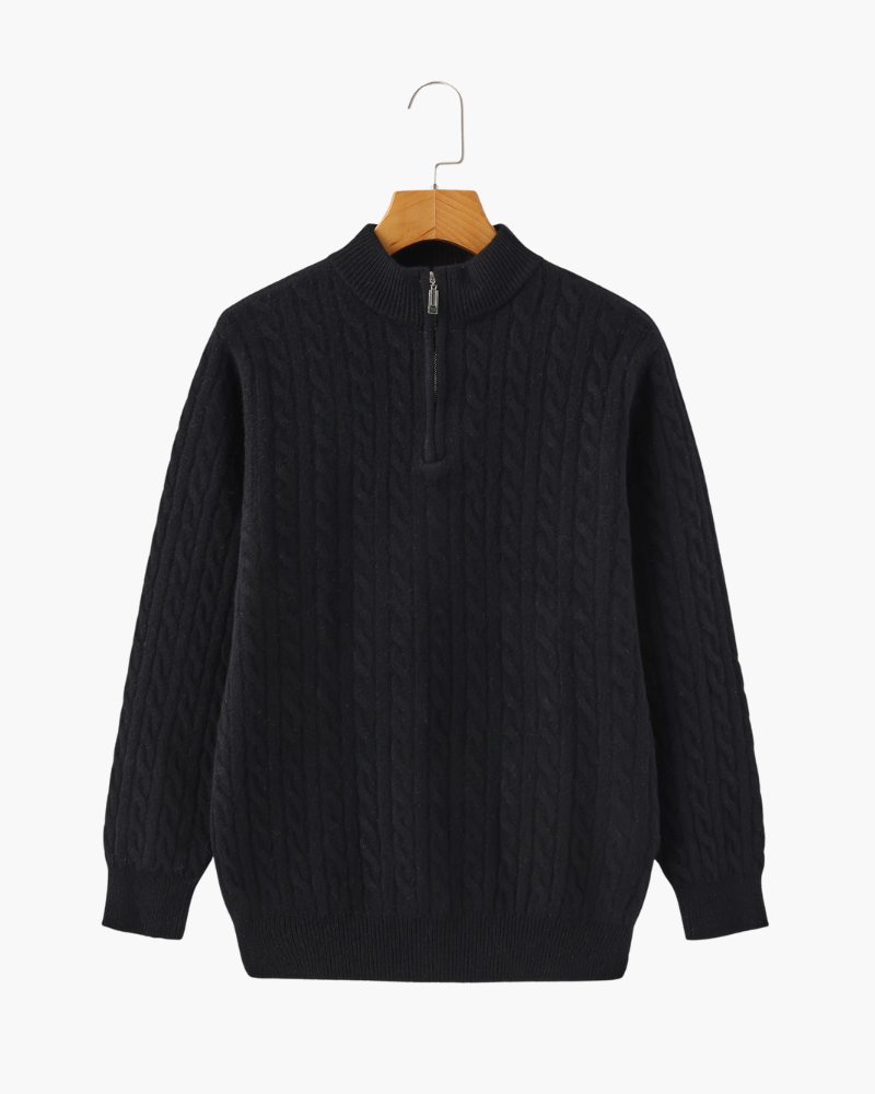 Pure Cashmere Woven Half-Zip Sweater