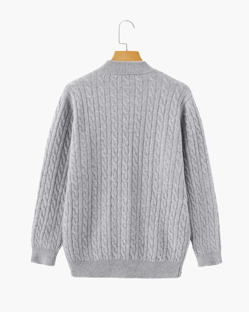 Pure Cashmere Woven Half-Zip Sweater