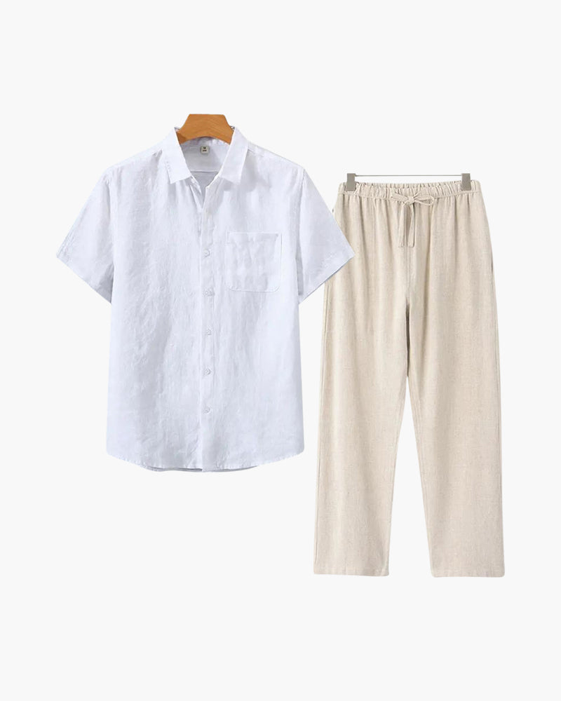 Classic Linen Short Sleeve Set: Timeless Elegance