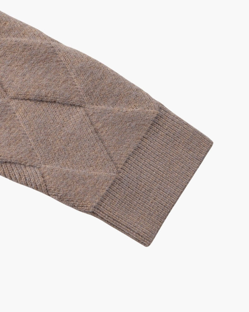 Heritage Diamond Knit Zip-Up Cardigan