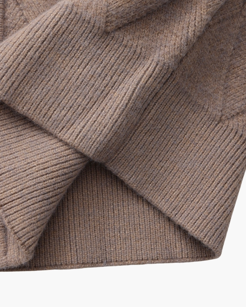 Heritage Diamond Knit Zip-Up Cardigan