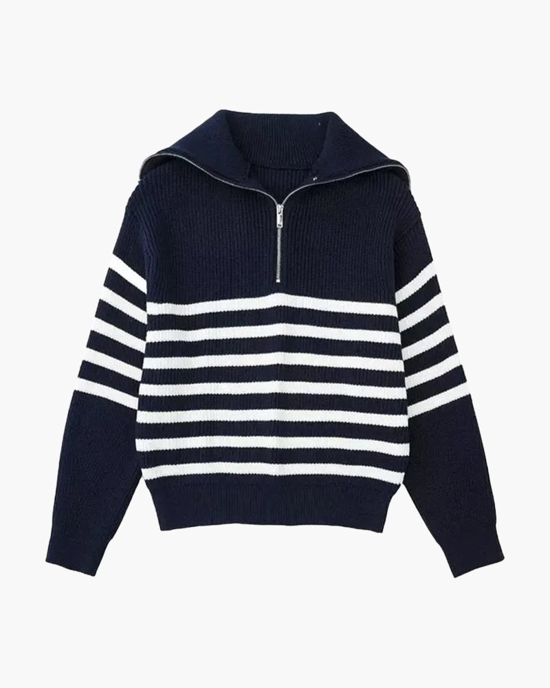 Chic Striped Zip-Up Hoodie
