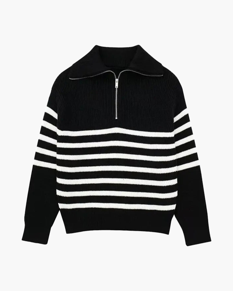 Chic Striped Zip-Up Hoodie
