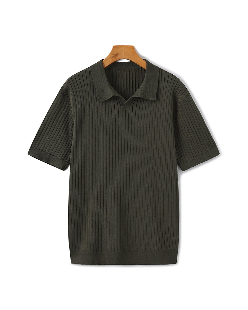 Luxurious Ribbed Polo Shirt