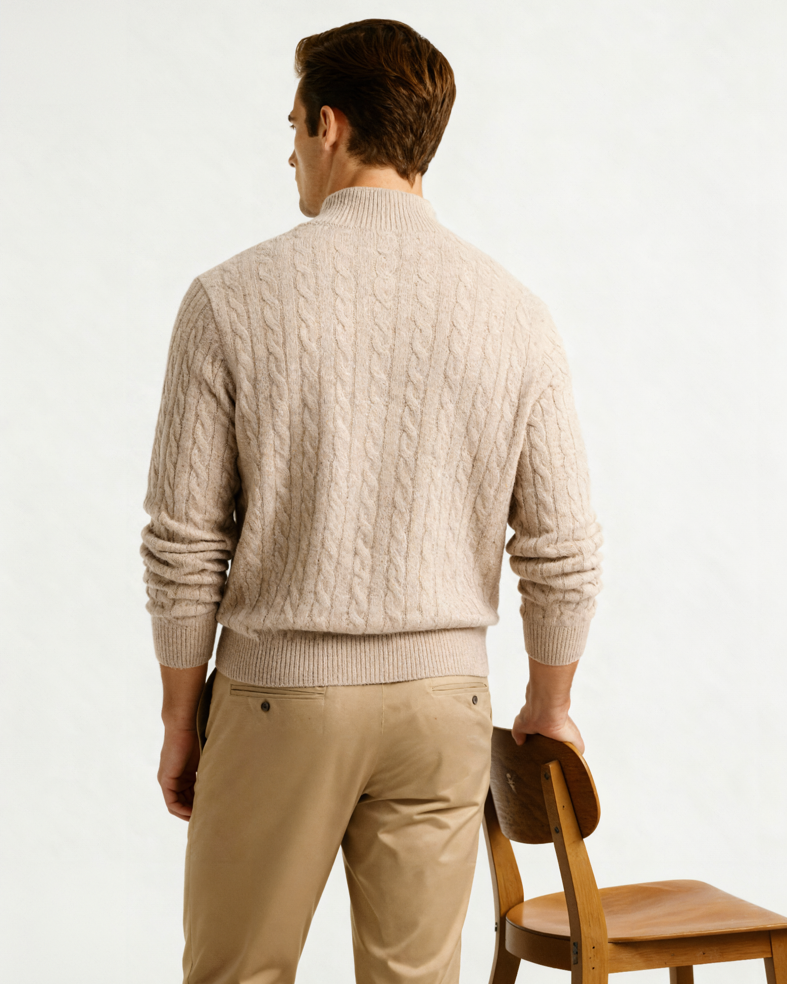 Pure Cashmere Woven Half-Zip Sweater