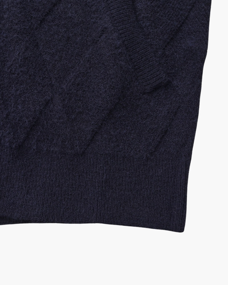 Heritage Diamond Knit Zip-Up Cardigan