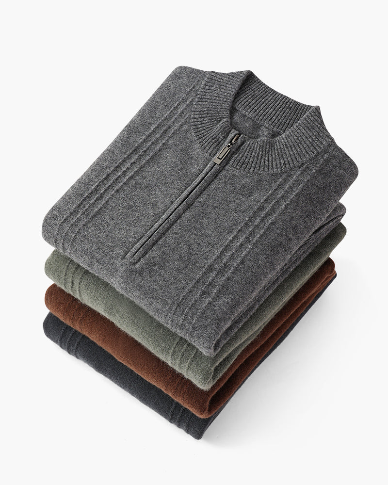 Pure Cashmere Ribbed Half-Zip Sweater