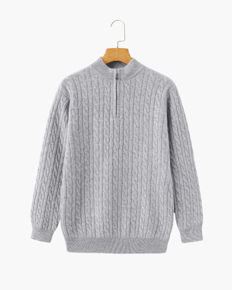 Pure Cashmere Woven Half-Zip Sweater