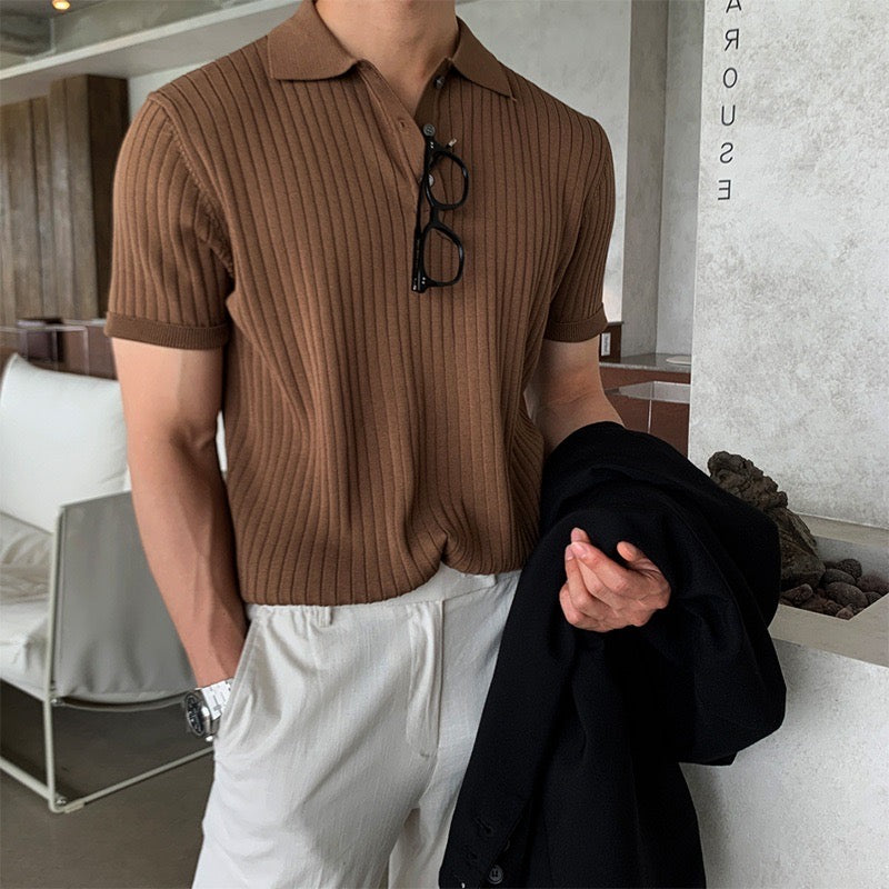 Chic Knitted Polo by GIMCHEON
