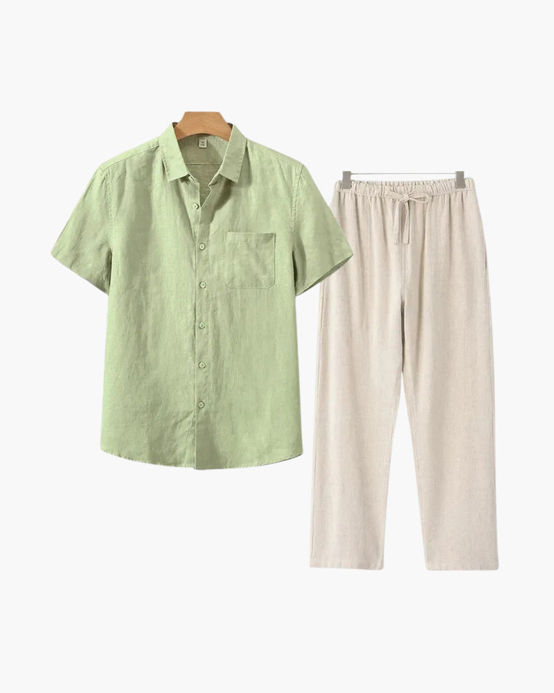 Classic Linen Short Sleeve Set: Timeless Elegance