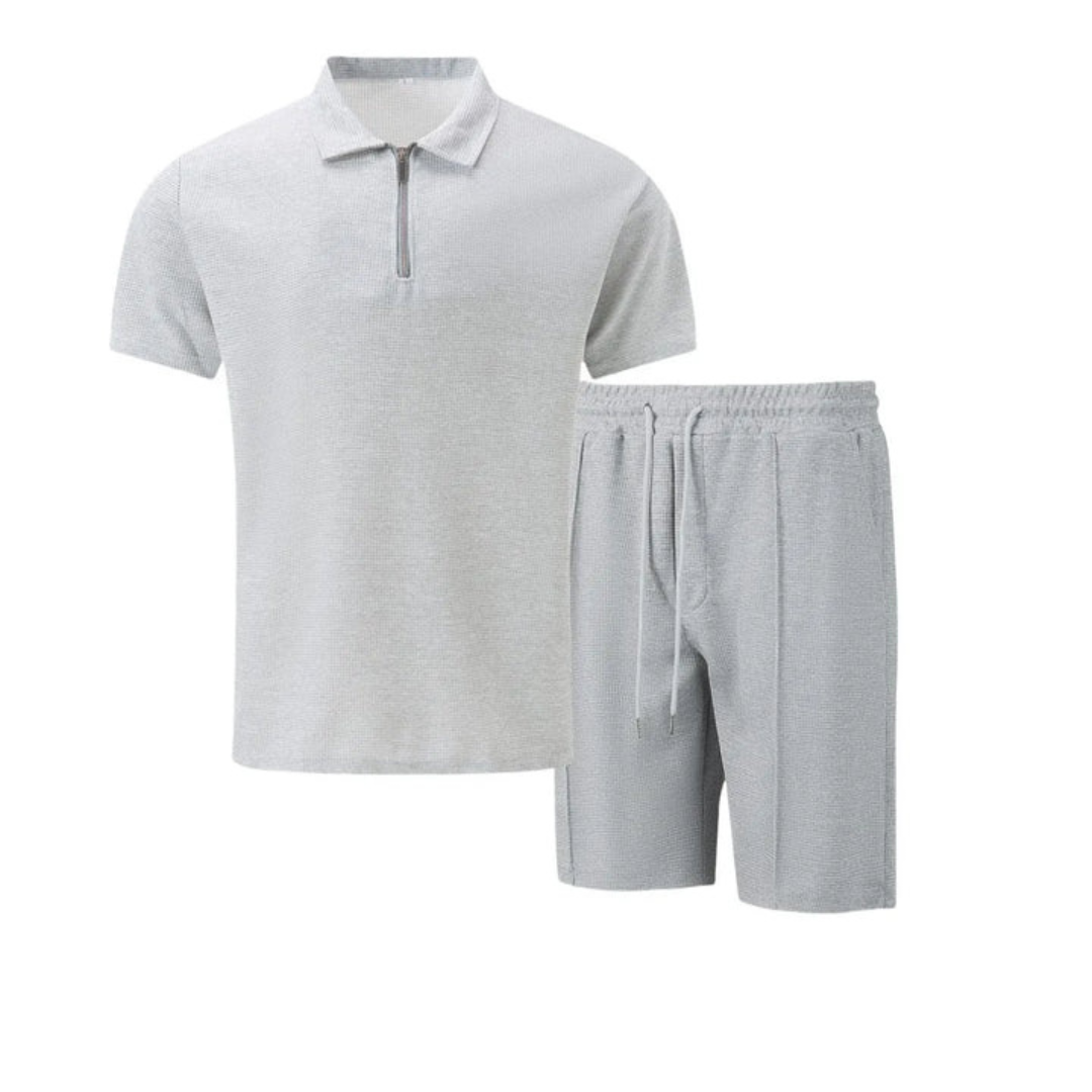 IBIZA Co-Ord Set – Stylish Zip Neck Polo & Cozy Knit Shorts