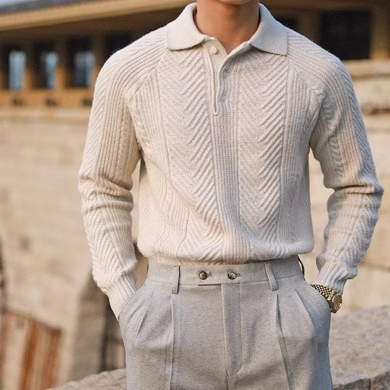 ASAN Cozy Knit Polo Sweater