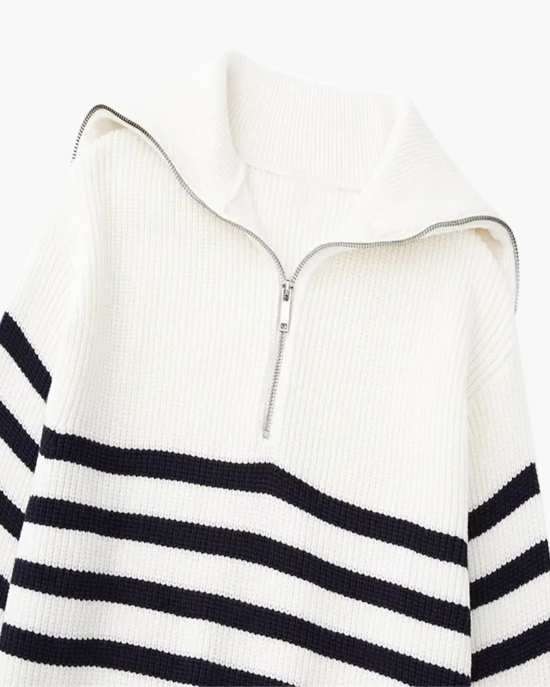 Chic Striped Zip-Up Hoodie