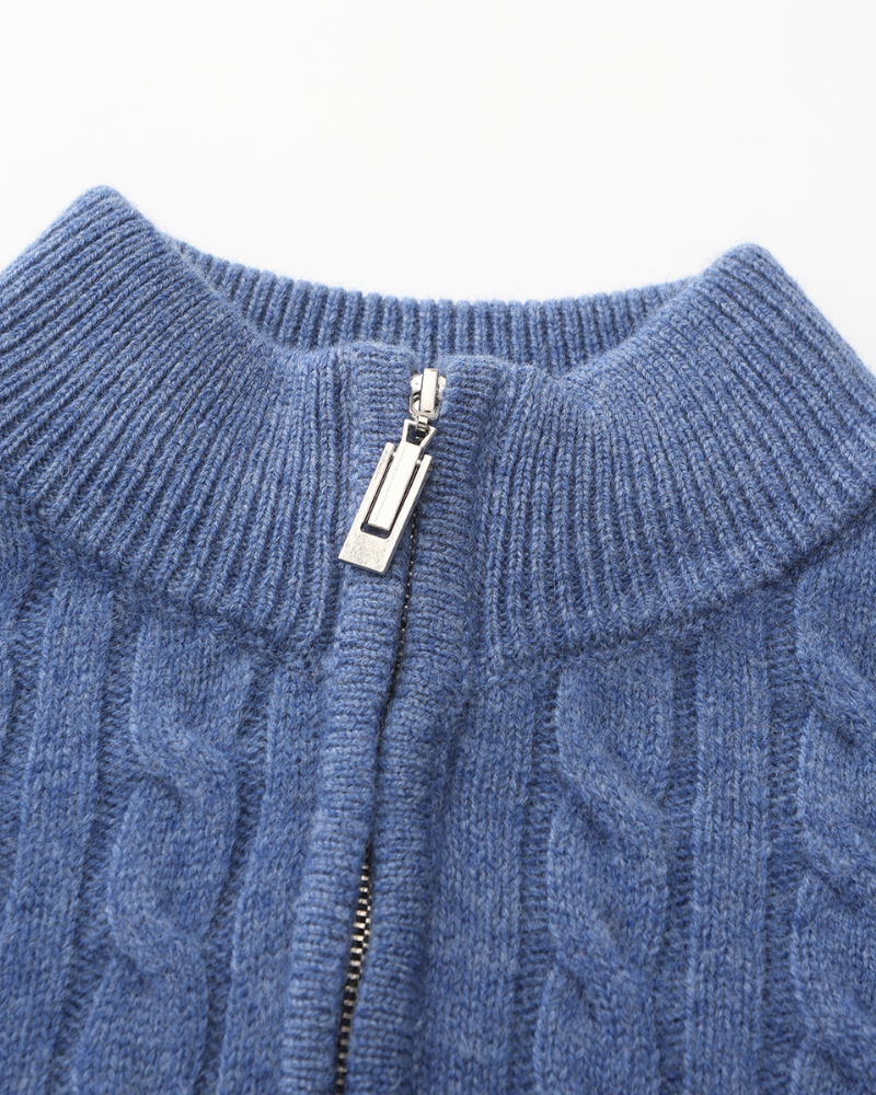Pure Cashmere Woven Half-Zip Sweater