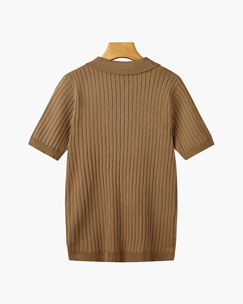 Chic Knitted Polo by GIMCHEON