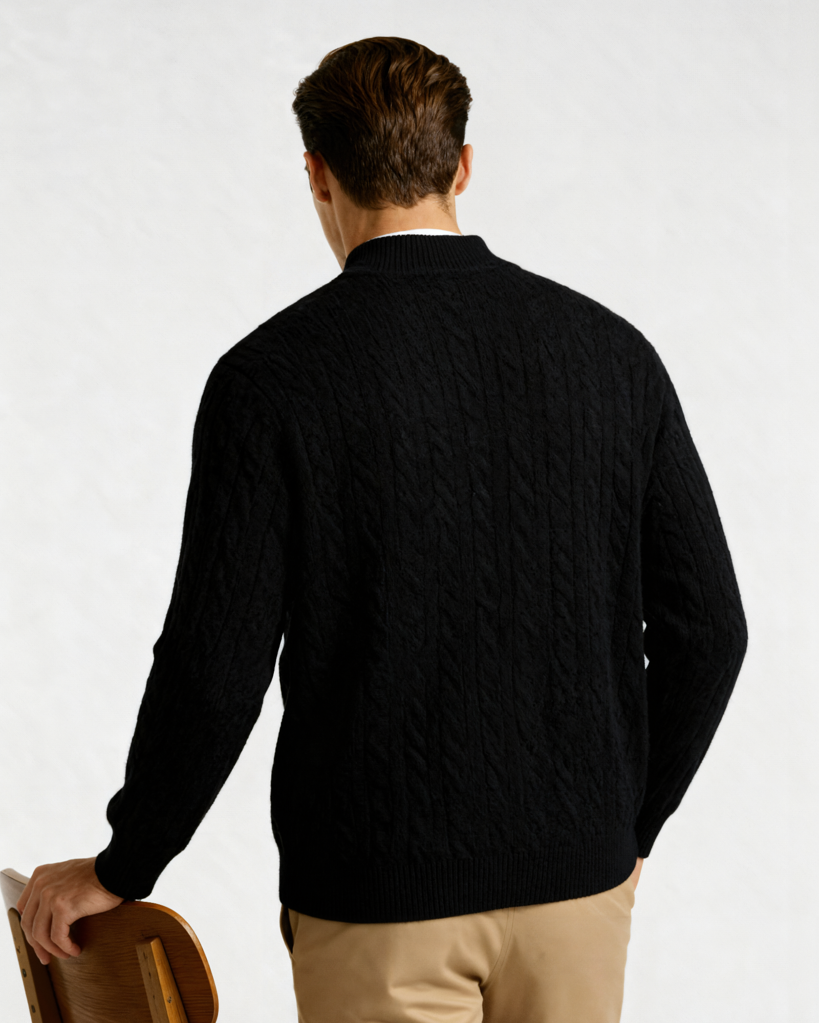 Pure Cashmere Woven Half-Zip Sweater