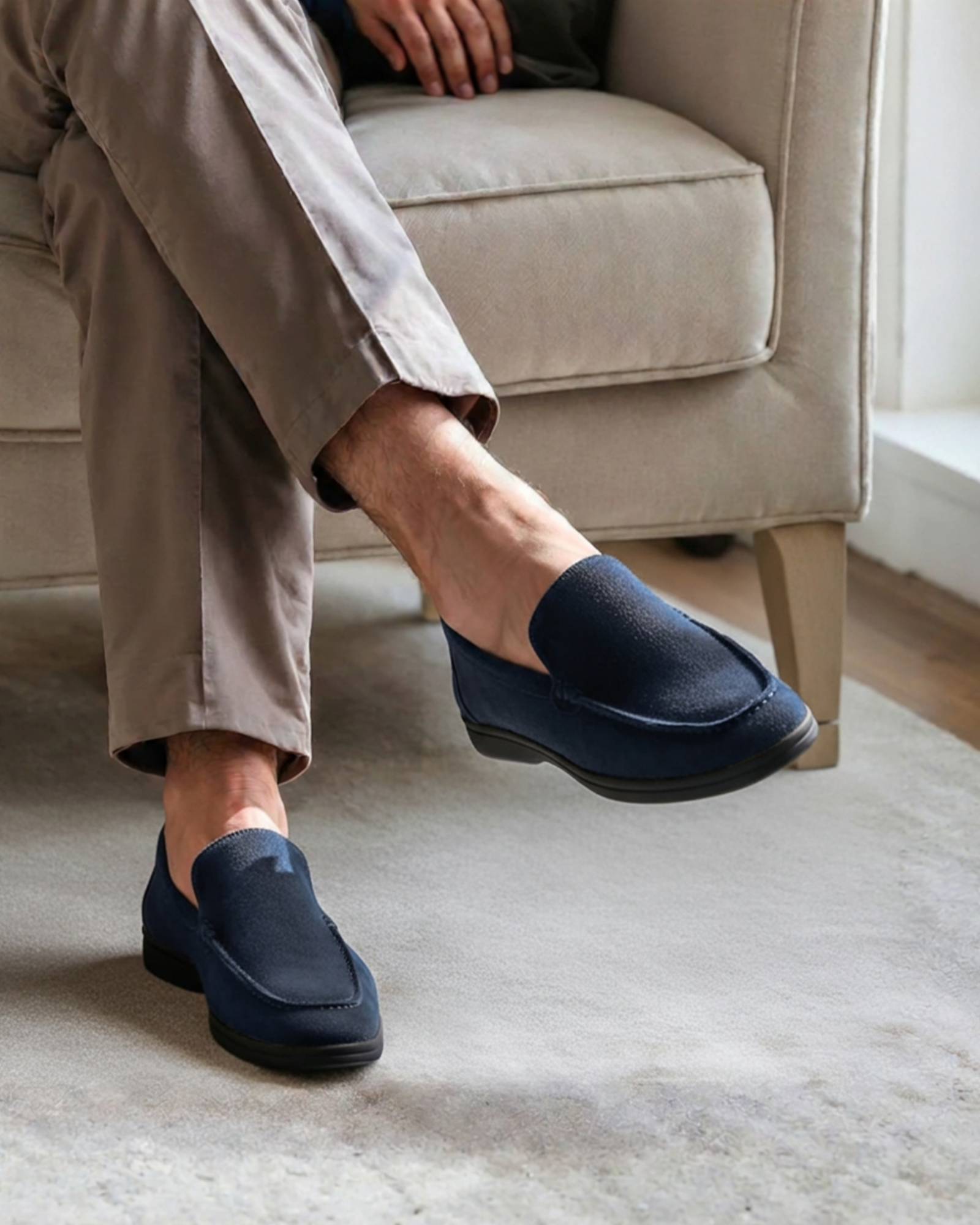 Luxury Black Suede Loafers with Elegant Soles