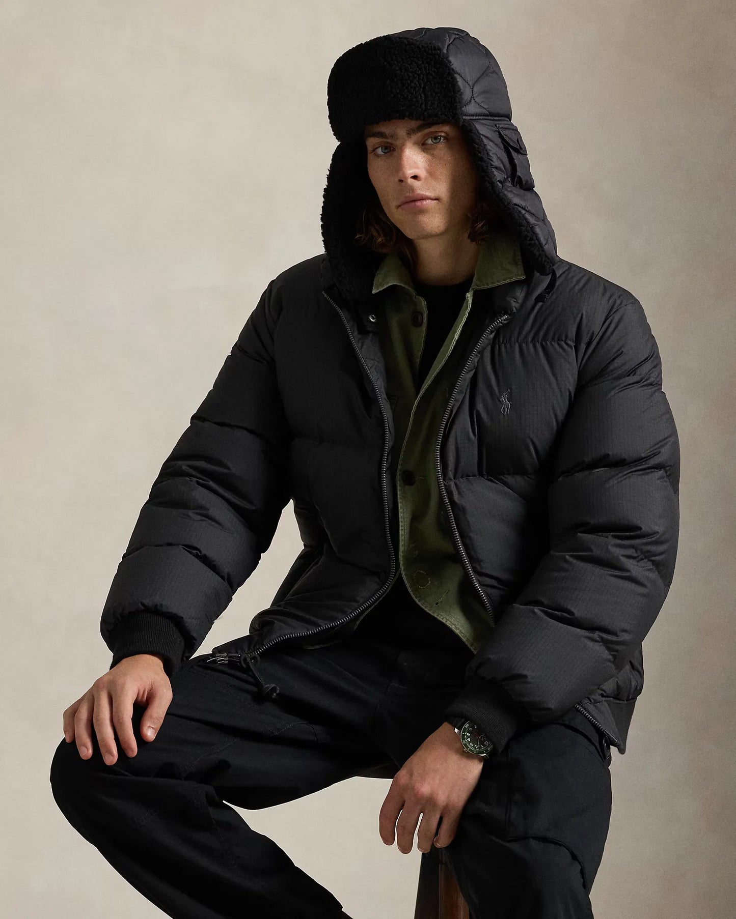 Water-Repellent Ripstop Down Jacket with R&L Detail
